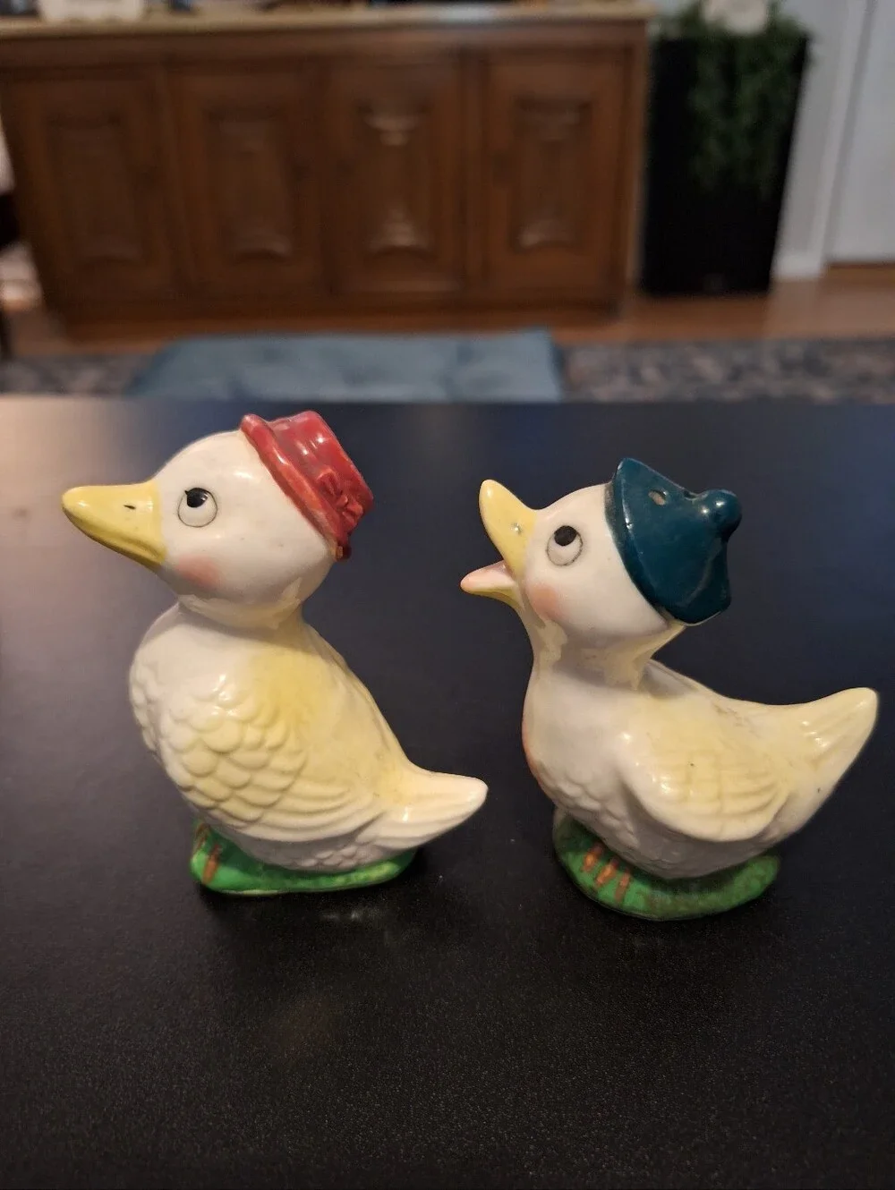 Vintage Ceramic Duck Figurine Salt & Pepper Set